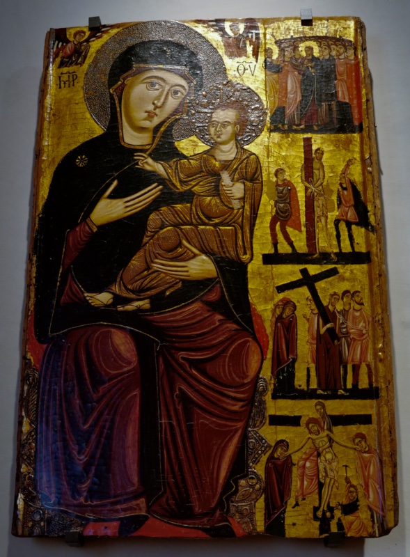 Madonna and Child, Two Angels, and Scenes from the Passion